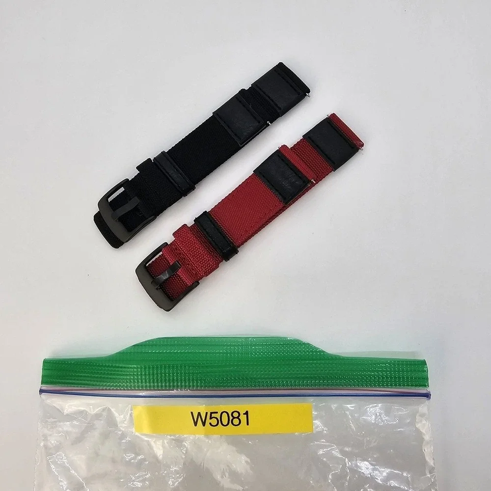 2X Premium Rugged Nylon Canvas Watch Strap Band Red Black Men 22MM Quick-Release